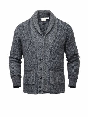 Vintage USA Made London Fog Gray‎ Knit Shawl Collar Cardigan Sweater